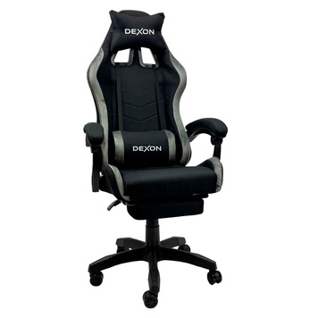 Геймерське крісло DEXON ONYX з підставкою для ніг, з тканини+велюрові вставки Dark Grey 40288 фото